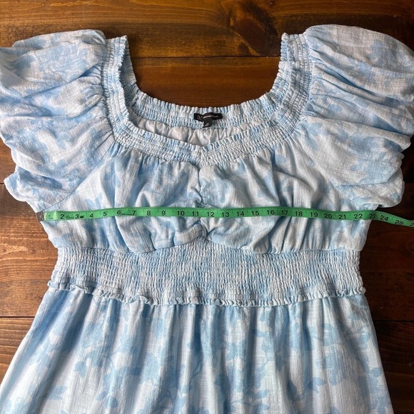 INC International Concepts Women's 4X Blue Puff Sleeves Floral Smocked Dress - Picture 11 of 12